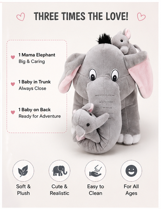 Mama Elephant Trio - Stuffed Animal