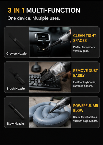AutoClean 3 in 1 Cordless Mini Vacuum
